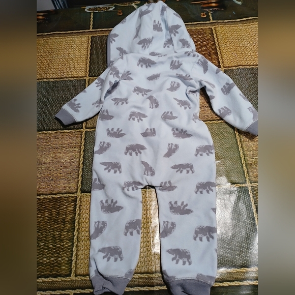 Carter's Light Blue Cuddly Onesie with Bear Design 18M - Picture 2 of 5